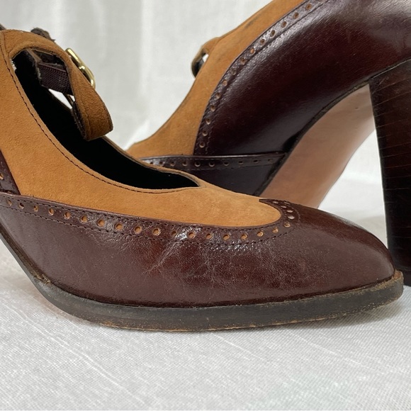 Vintage MISS REFREW Spectator Leather Suede Mary Janes Heels brown made in Italy - Picture 14 of 16